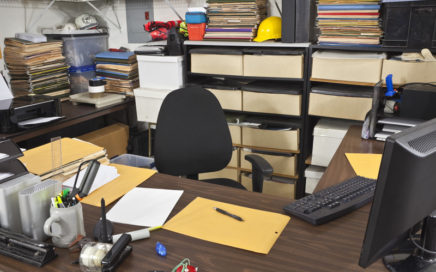 A cluttered workspace