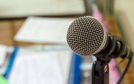 Microphone in music studio