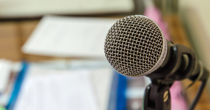 Microphone in music studio